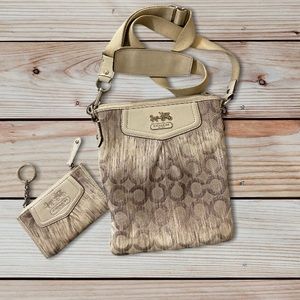 Coach Jacquard & Leather Crossbody Bag/Coin Purse